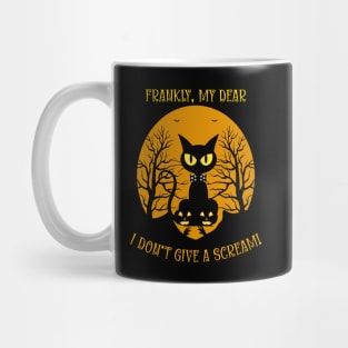 Halloween Trick Or Treat Frankly I Dont Give A Scream Black Cat Mug